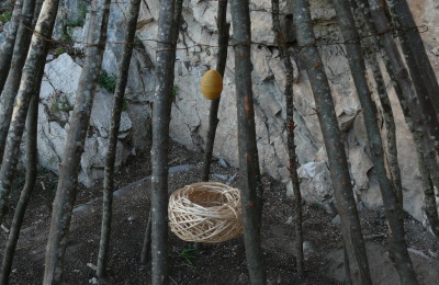 Ascensione di un nido e un uovo dal tepee di Virginia